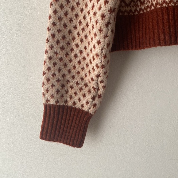 American Eagle NWT Mock Neck Cropped Fair Isle Pullover Close Knit Sweater Small - Picture 10 of 12